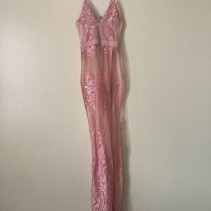 House of CB Pink Lace Maxi Dress